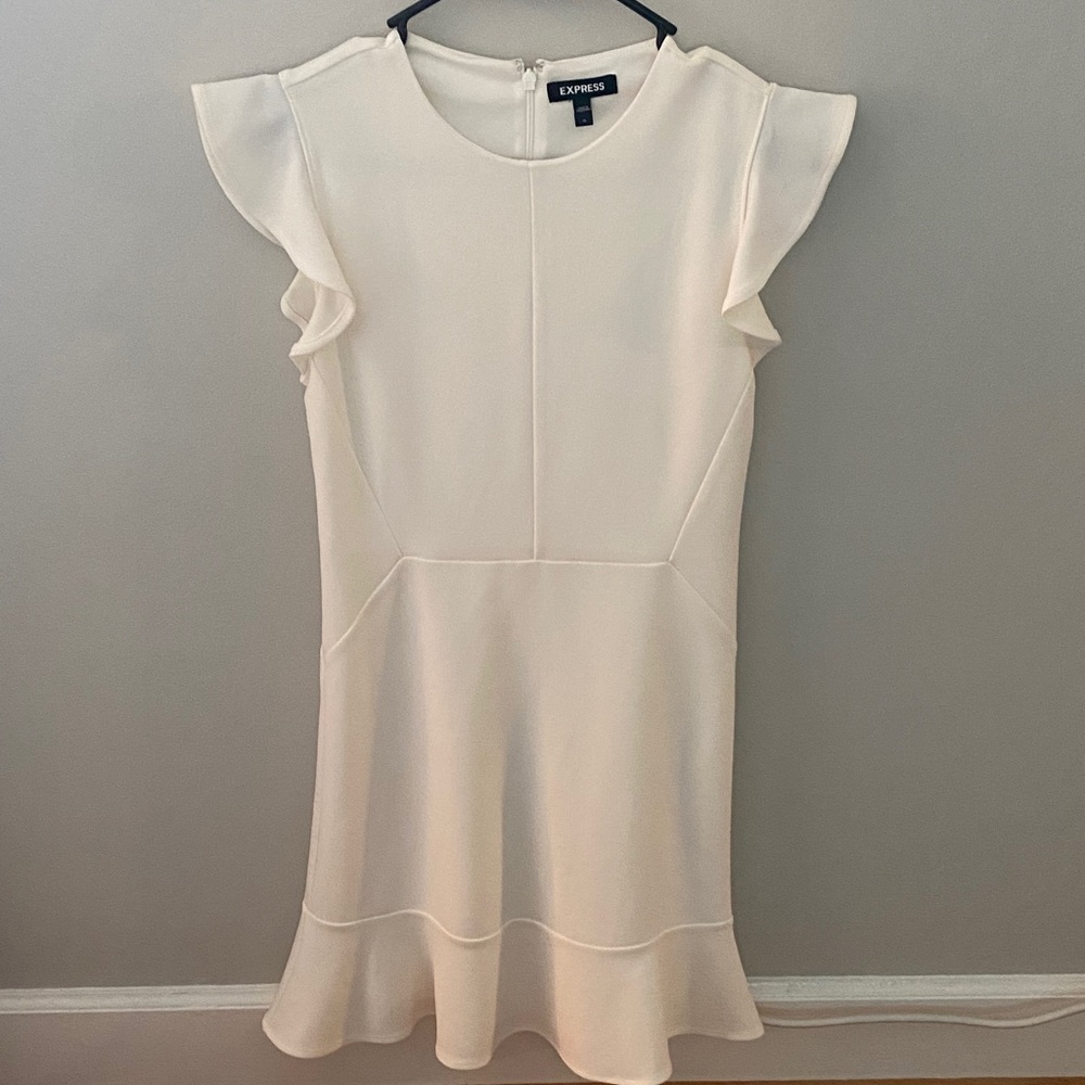 Express Women's Ruffled Cream Midi Dress